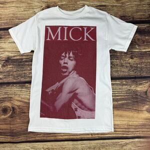 Men's Rolling Stones Mick Concert Band T-shirt Small White